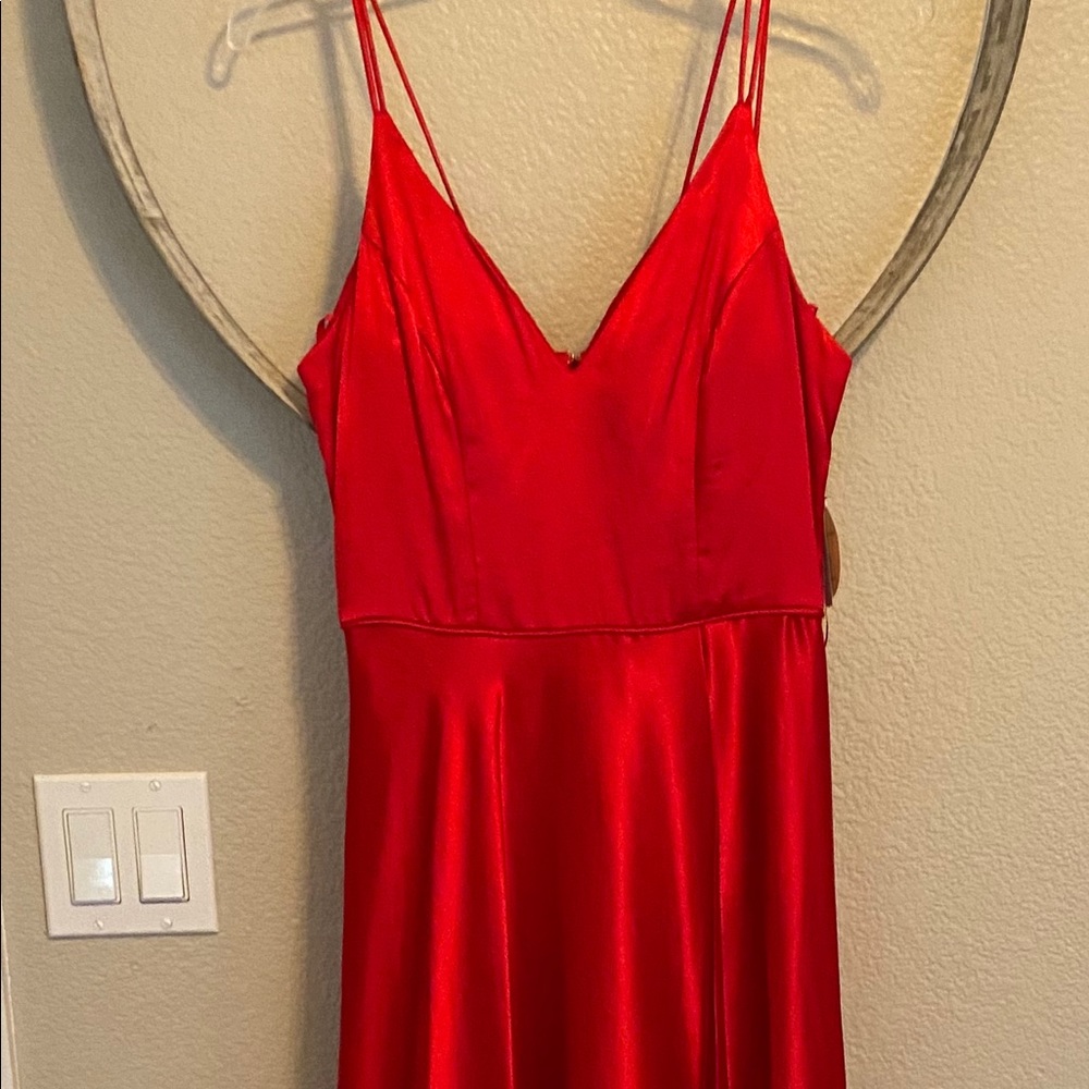 Red silk long dress